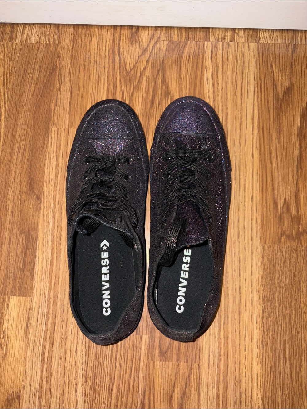 Converse Black Glitter Low Top Sneakers